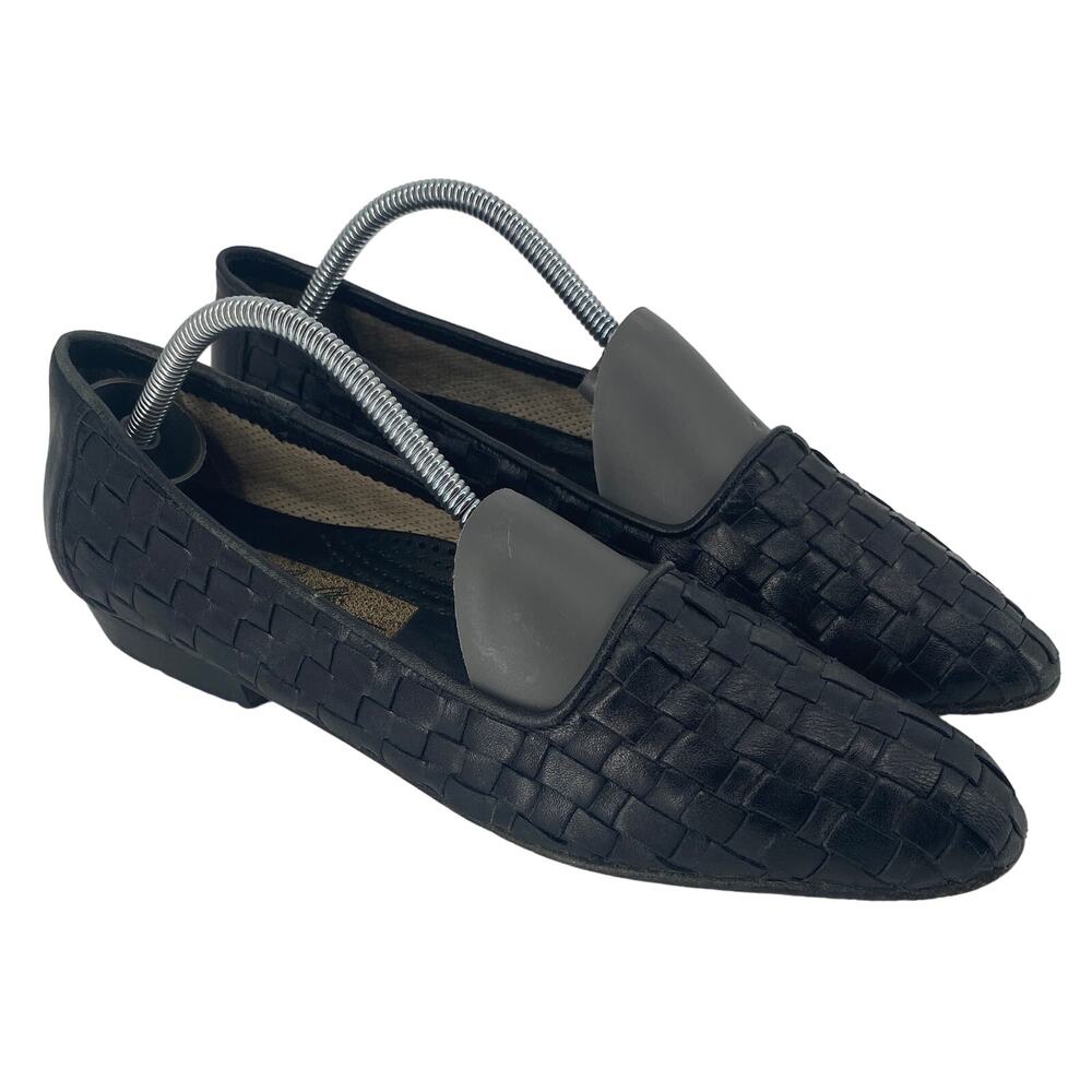 Vintage Amalfi Italy Navy Blue Woven Weave Loafers Made in Italy Womens 9 AA